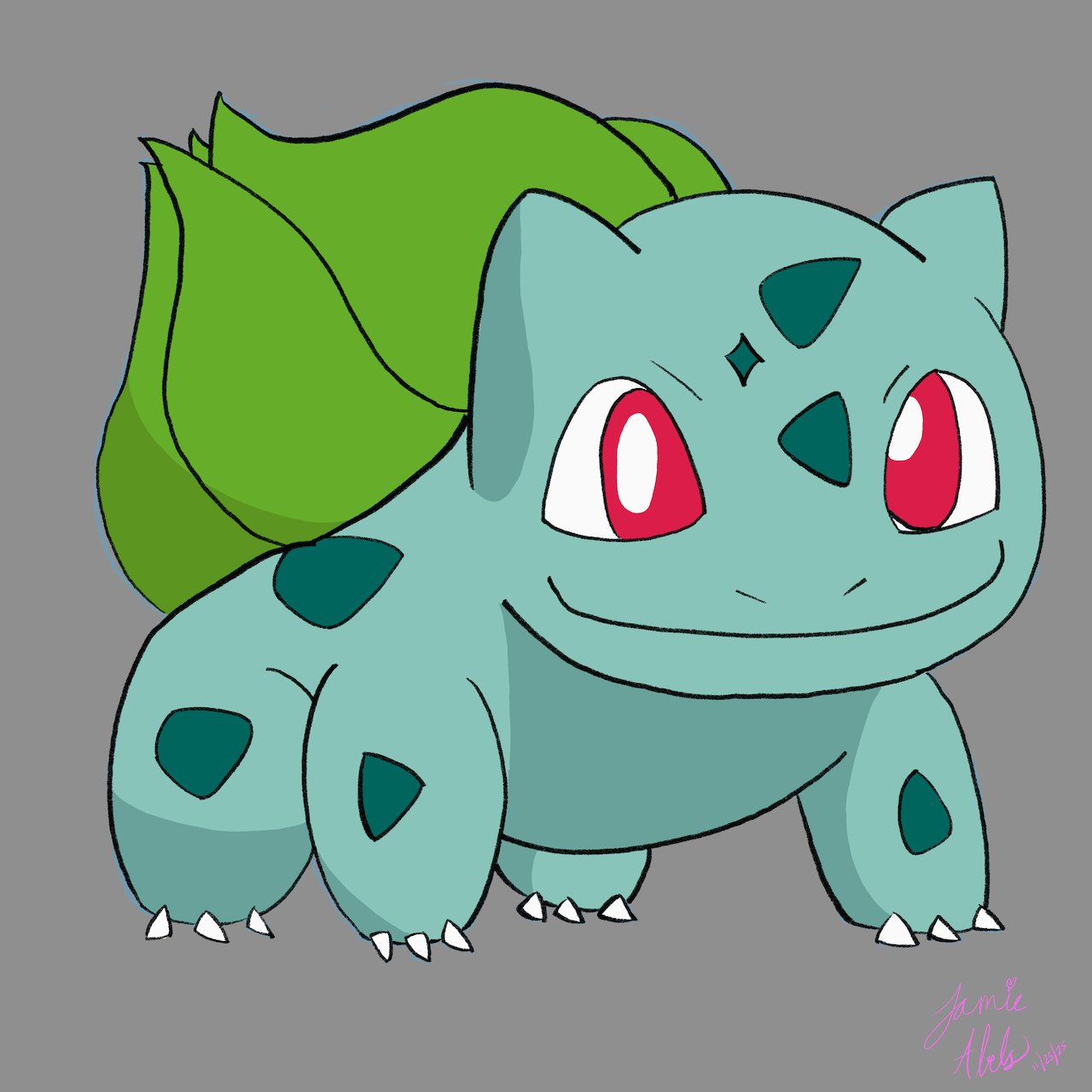 A digital painting of Bulbasaur